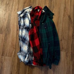 3 old navy flannels